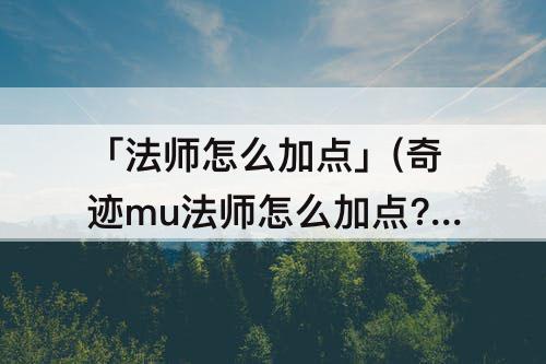 「法师怎么加点」(奇迹mu法师怎么加点?-芝士回答)