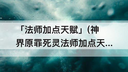 「法师加点天赋」(神界原罪死灵法师加点天赋)