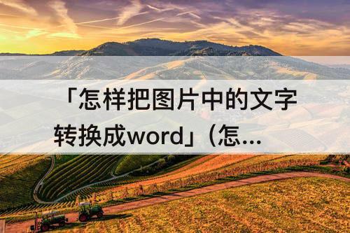 「怎样把图片中的文字转换成word」(怎样把图片中的文字转换成word格式)