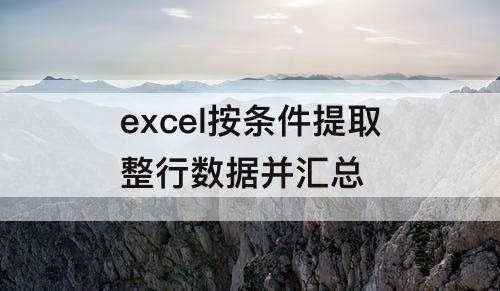 excel按条件提取整行数据并汇总